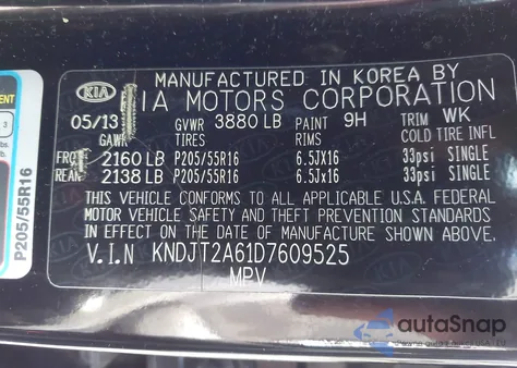 2013 Kia Soul + z USA, uszkodzony, nr VIN KNDJT2A61D7609525